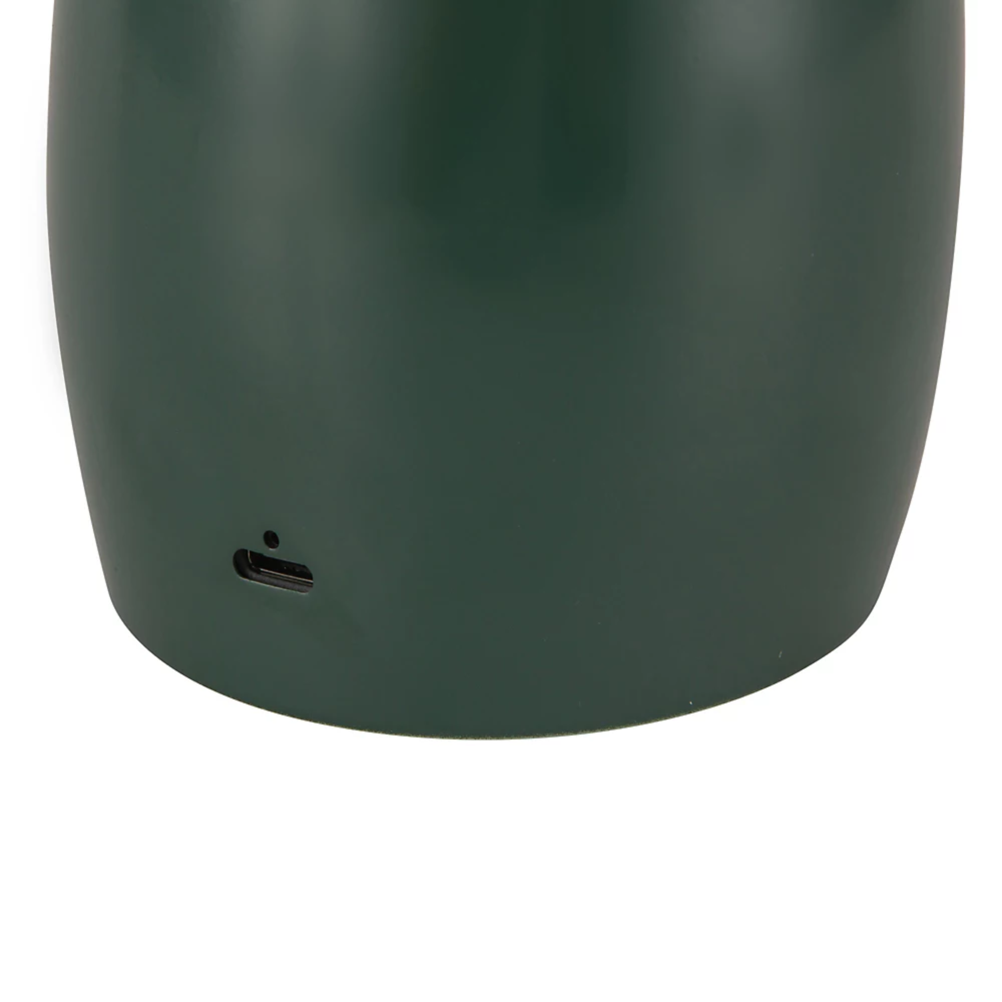 The pine green Poppy Cordless Lamp from Alora Mood charging port.