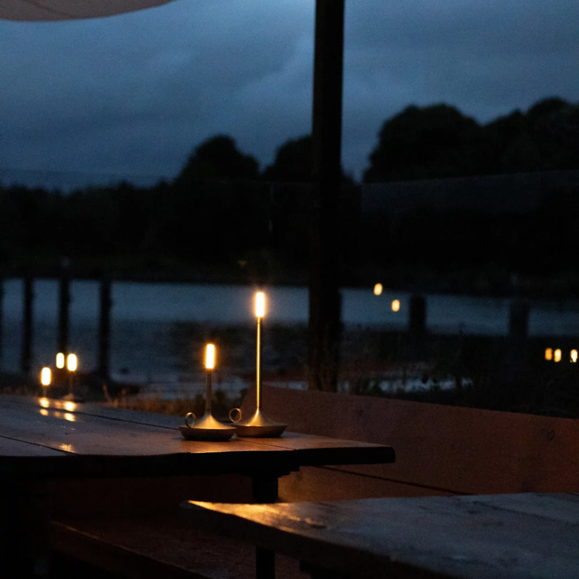 The Wick Pro Cordless Lamp from Graypants in a restaurant.