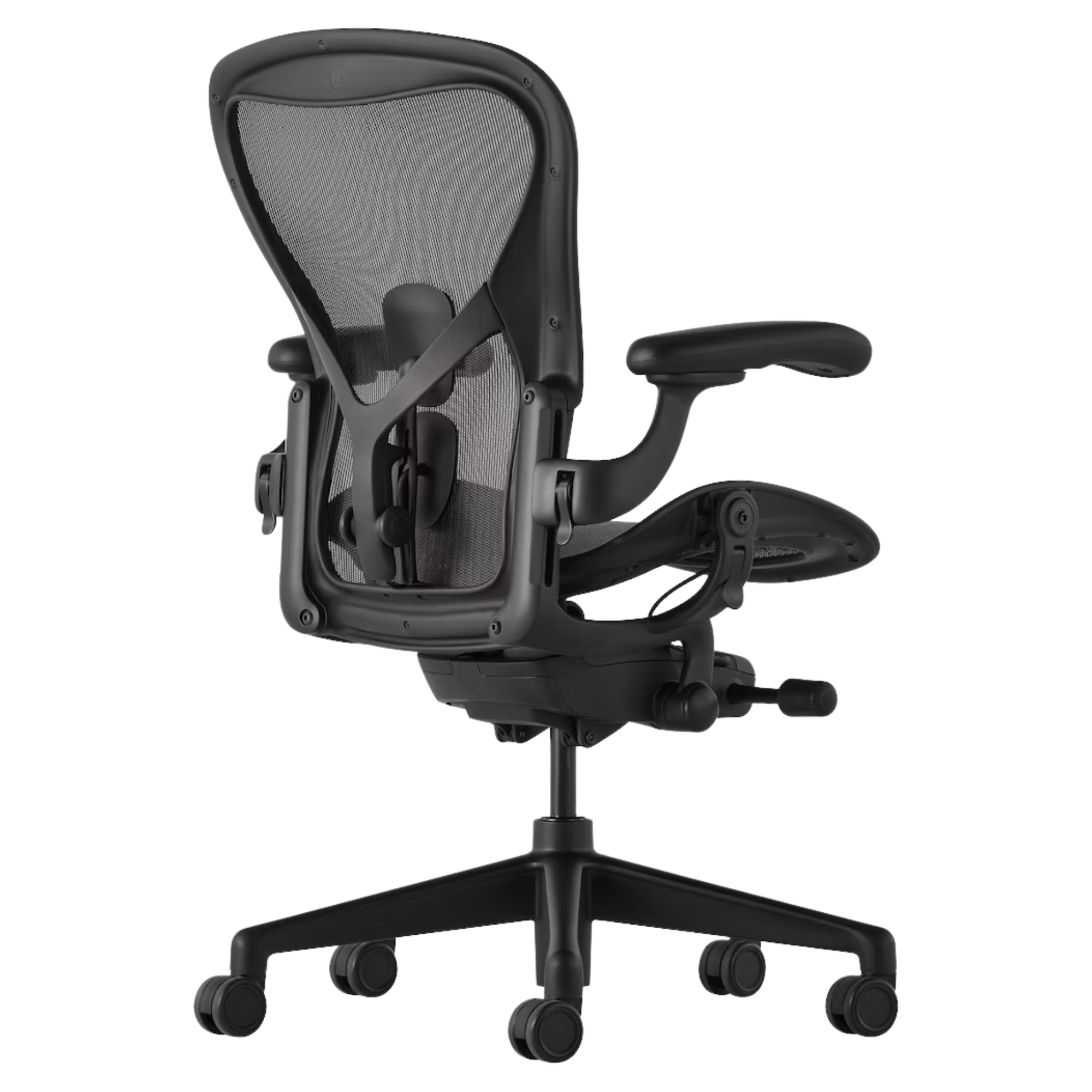 The Aeron Office Chair from Herman Miller shown from the back at an angle.