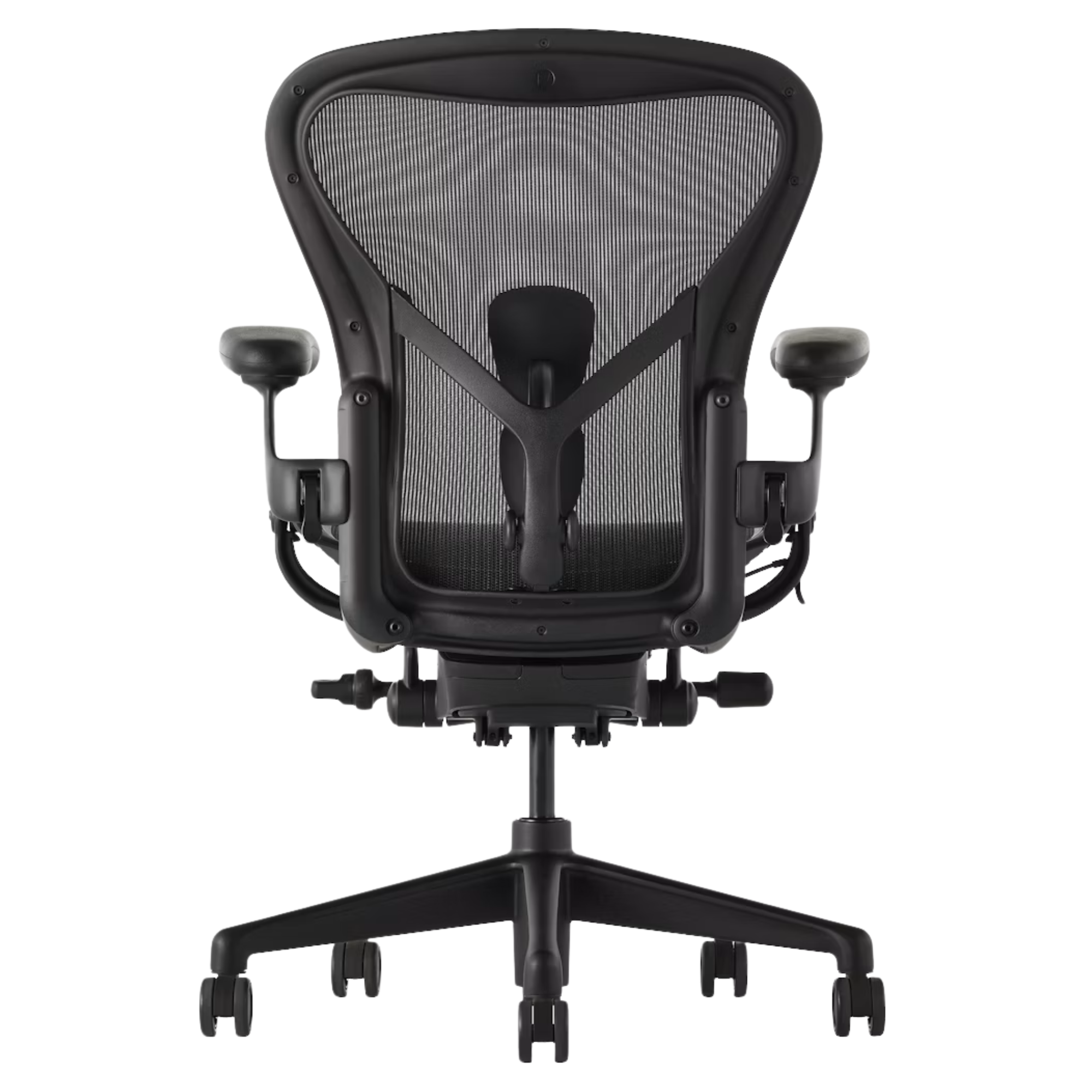 The back of the Aeron Office Chair from Herman Miller highlighting the adjustable posturefit SL back.