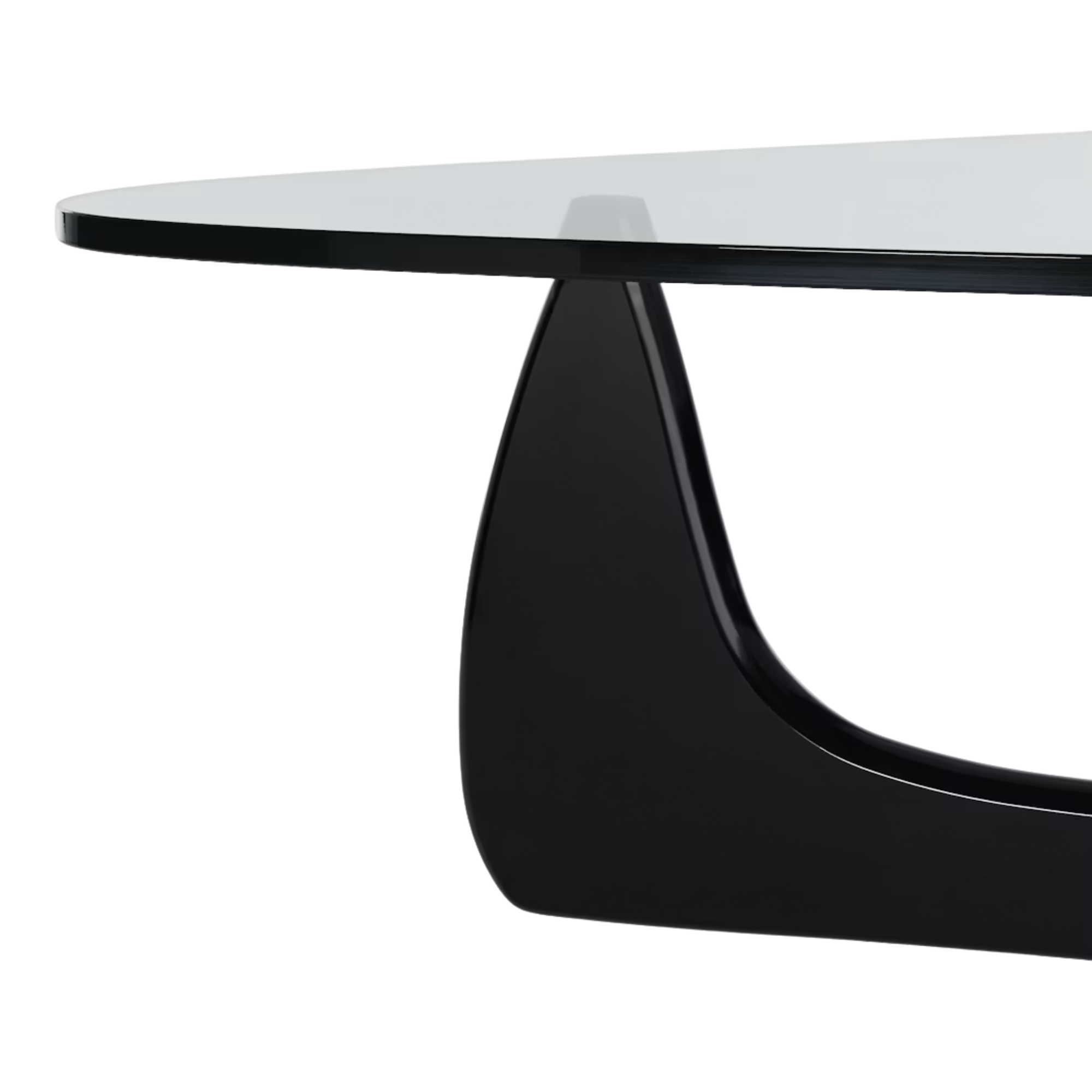 The black Noguchi Table from Herman Miller close up.