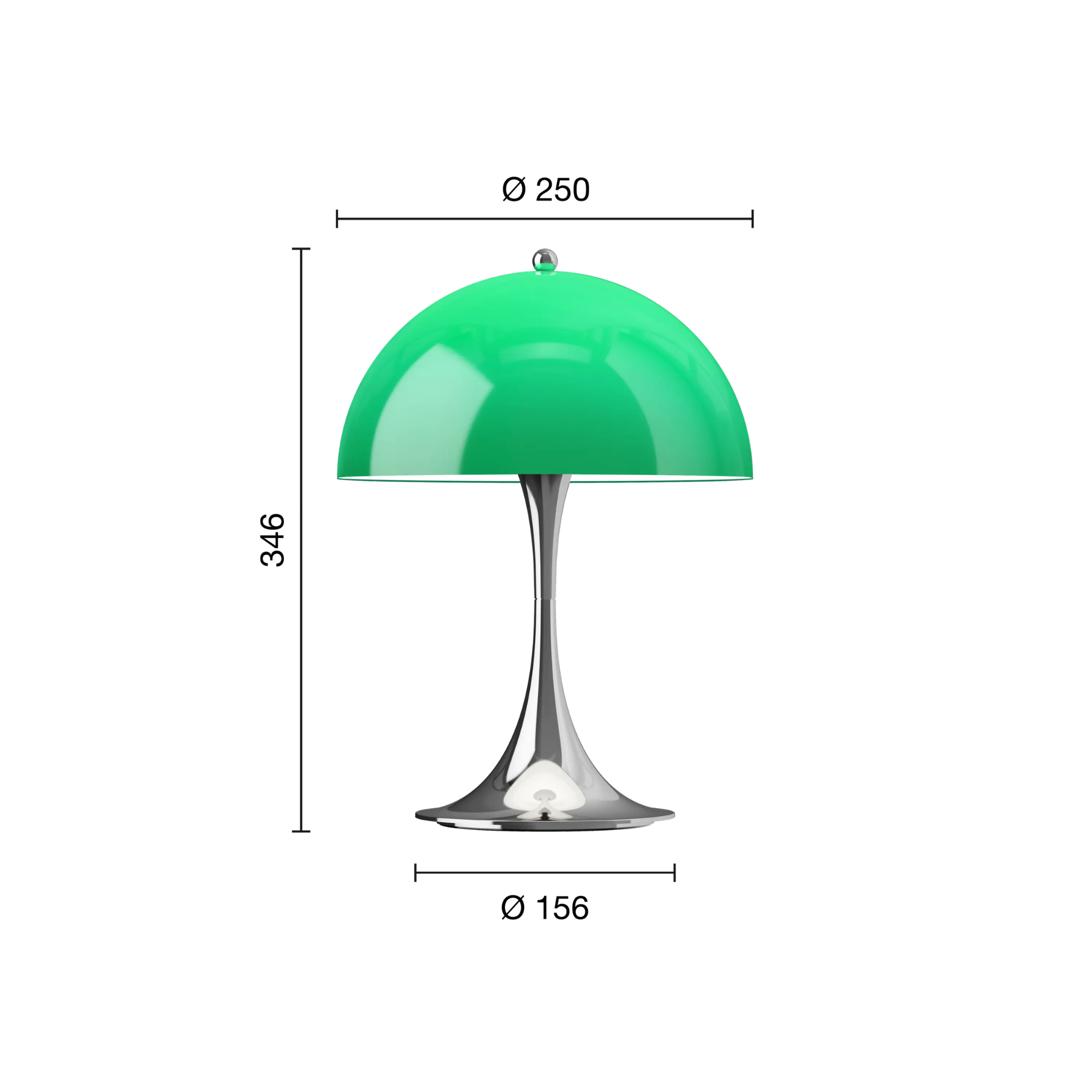The 13.2 inch Panthella Portable Lamp: The Originals from Louis Poulsen dimensions. all-groups