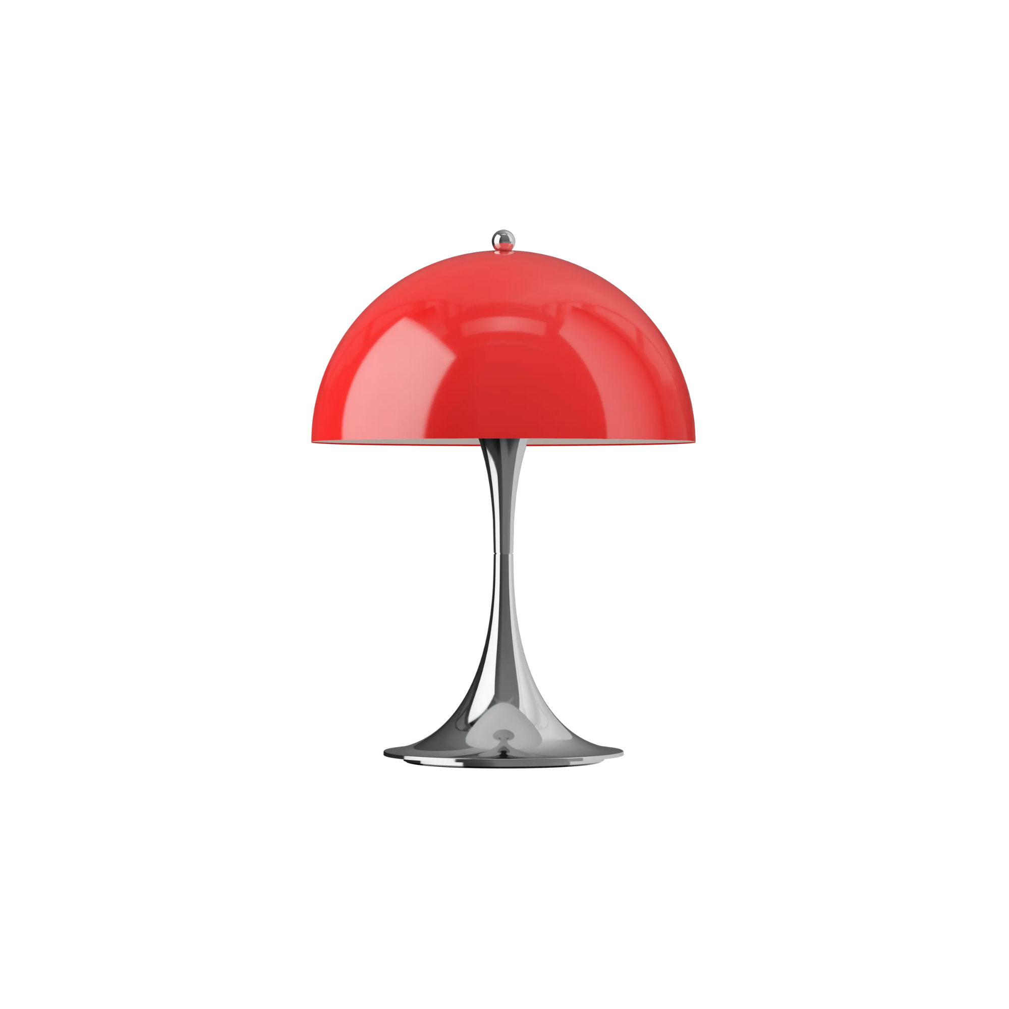 The 13.2 inch red Panthella Portable Lamp: The Originals from Louis Poulsen turned off.