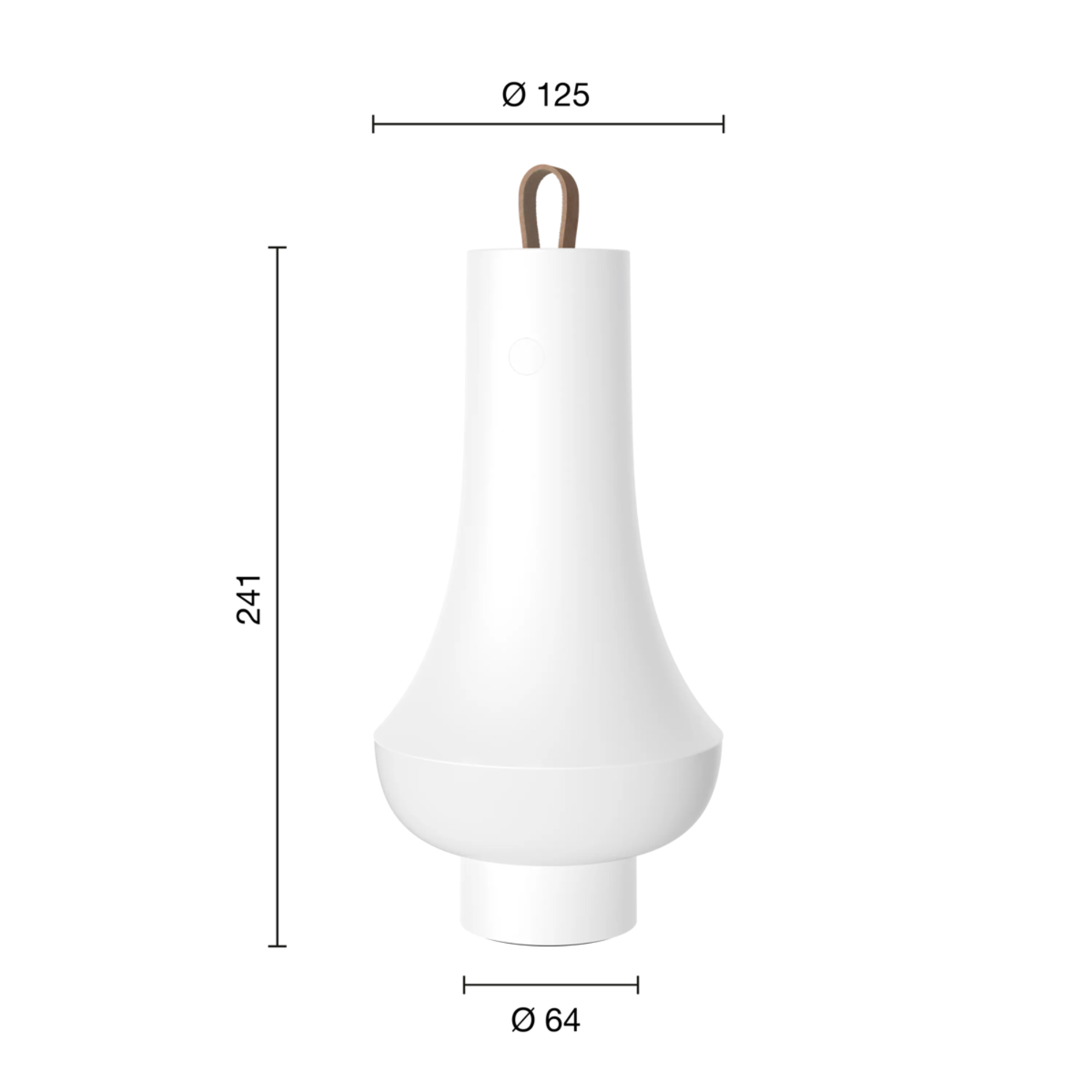 The white Tomoshi Portable Lamp from Louis Poulsen dimensions.