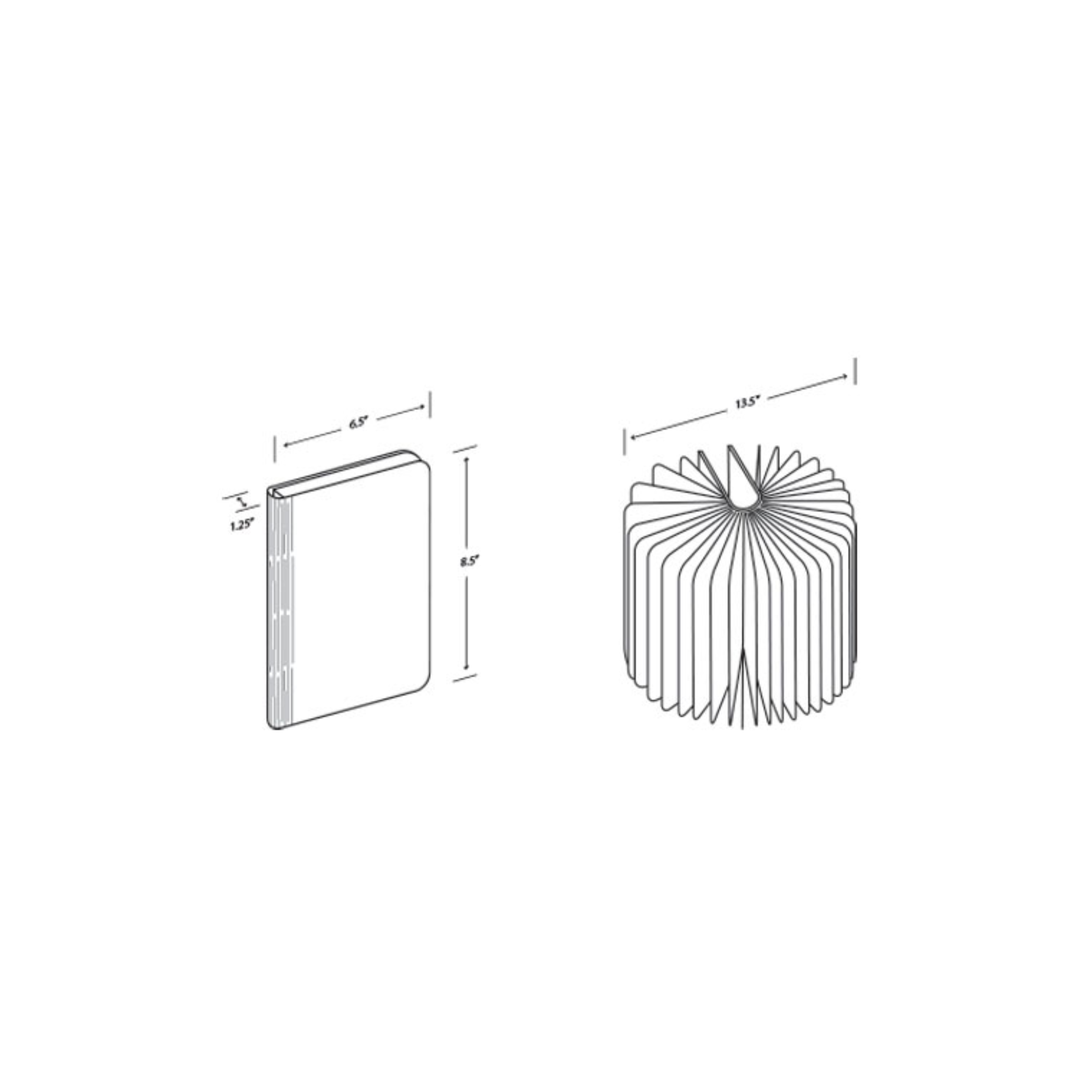 The dimensions of the Lito Classic Fabric Cordless Book Lamp from Lumio. all-groups