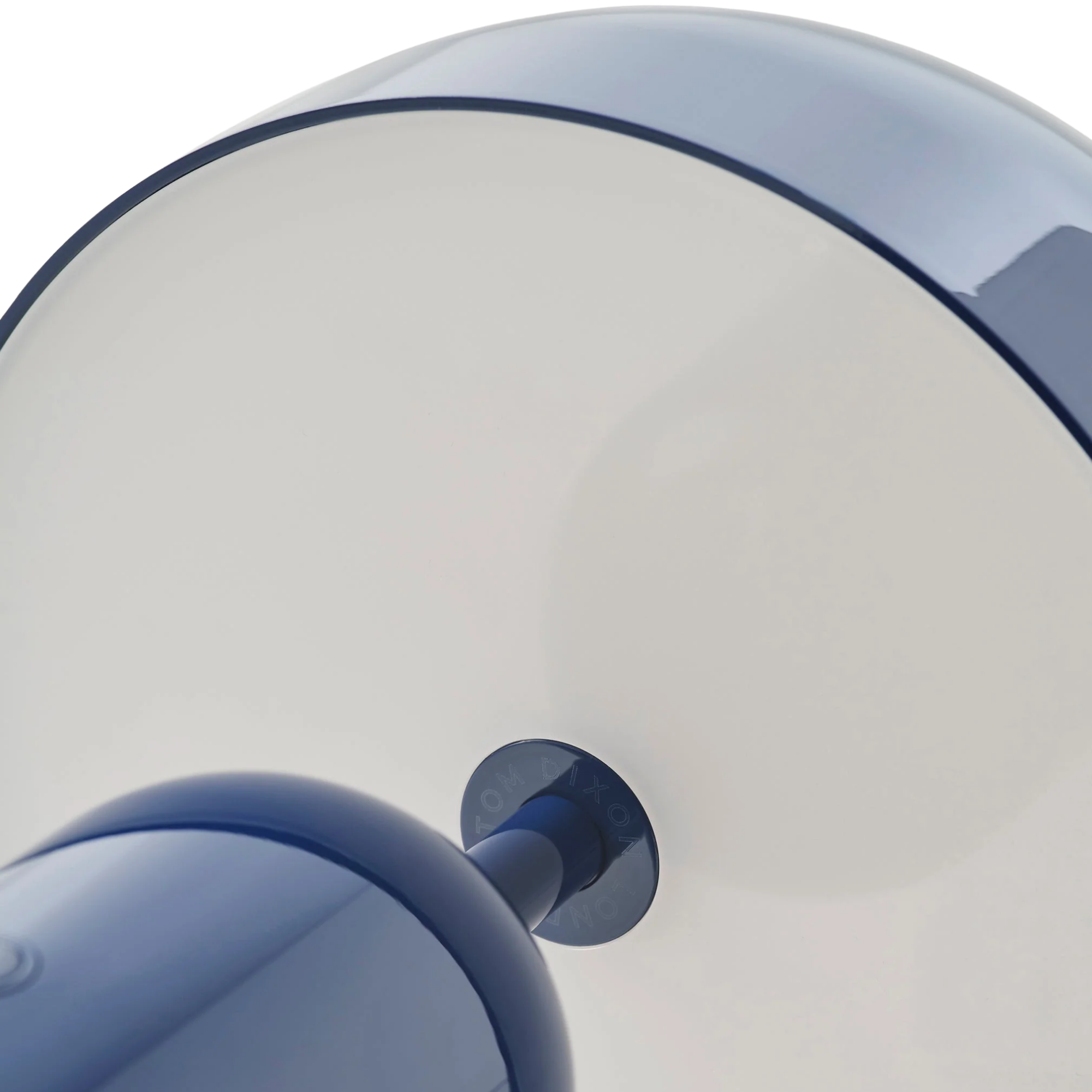 The indigo Bell Cordless Lamp from Tom Dixon close up.