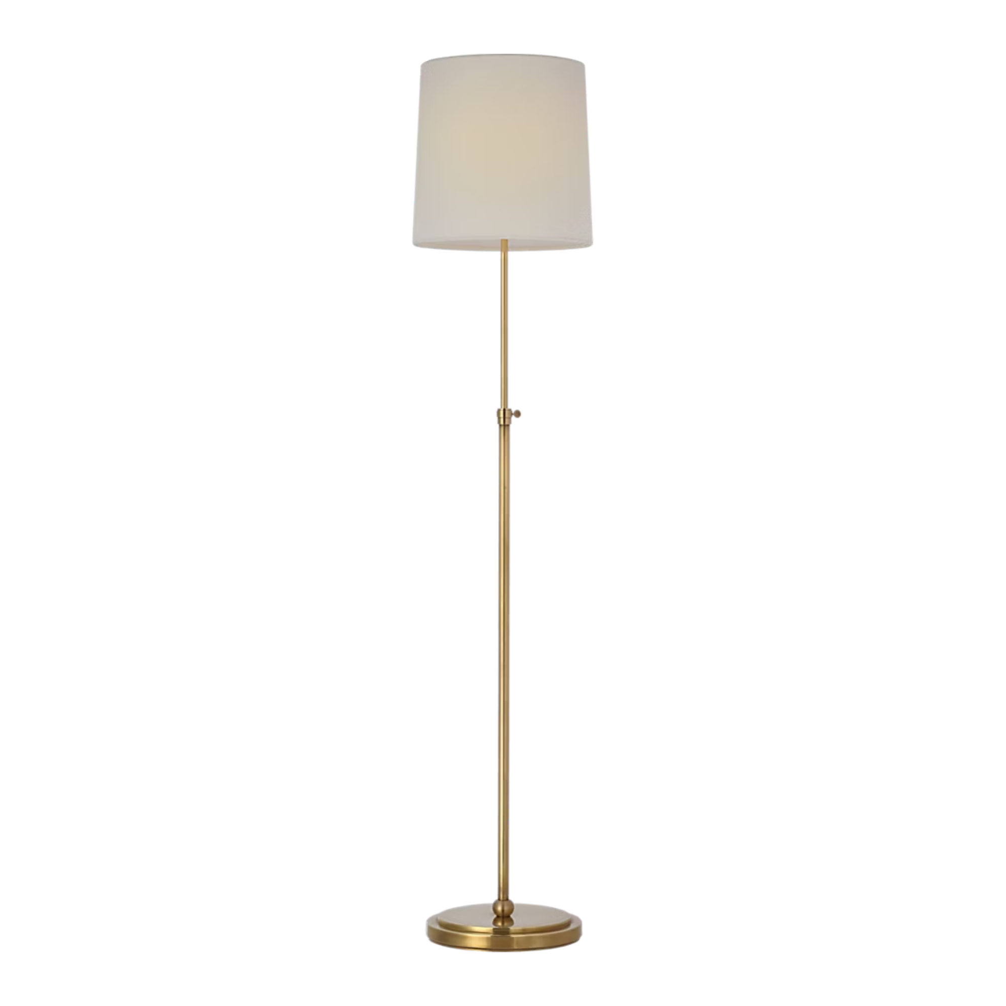 The brass Bryant Adjustable Cordless Floor Lamp turned off.