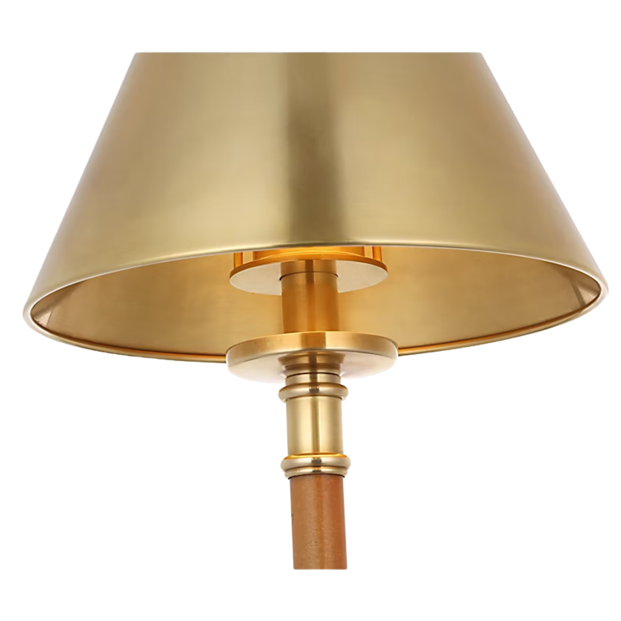 The Dalfern Cordless Reading Floor Lamp by Visual Comfort Signature, designed by Ralph Lauren, made from waxed bamboo and natural brass.