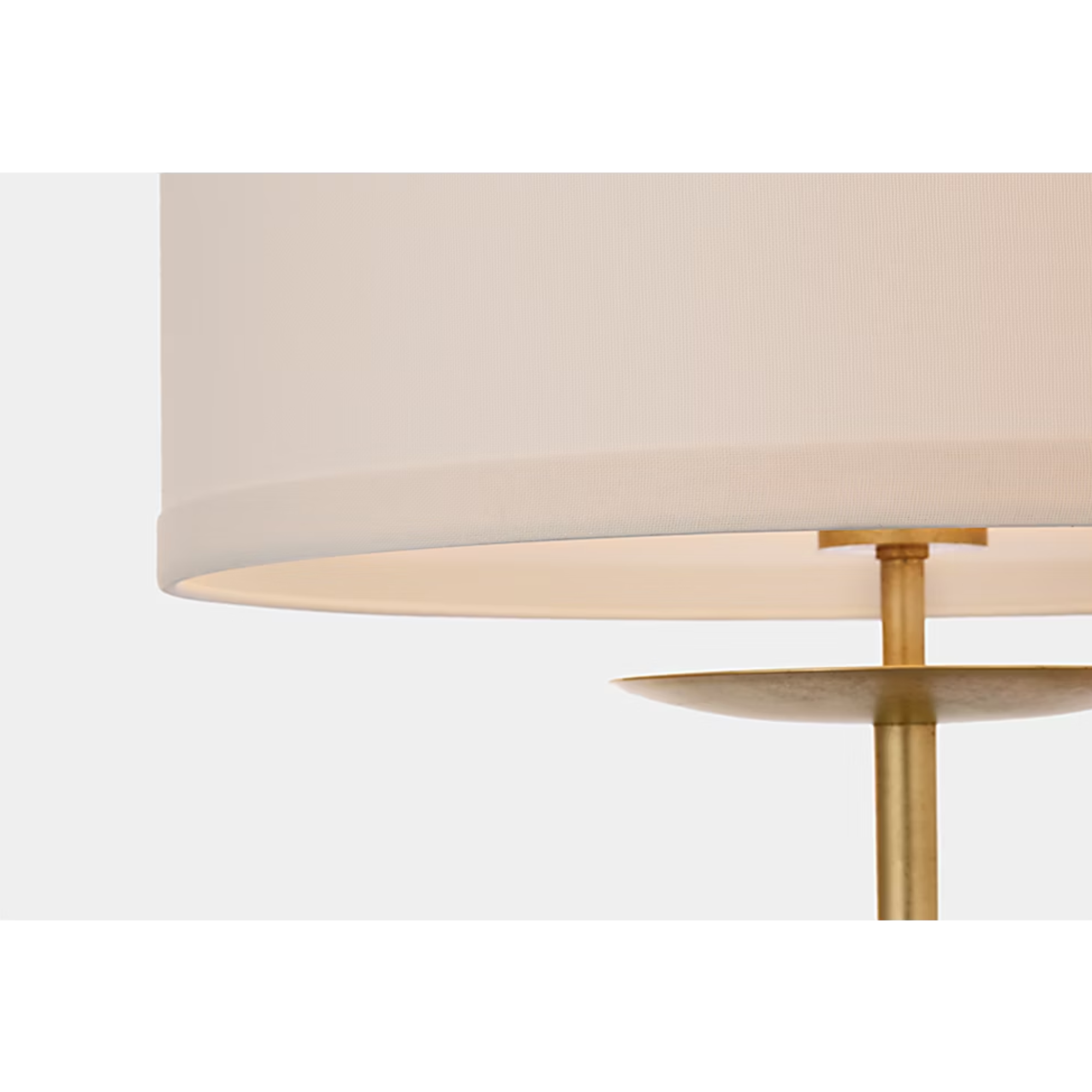 The gild with cream linen shade Walker Cordless Floor Lamp from Visual Comfort Signature shade shown in detail.