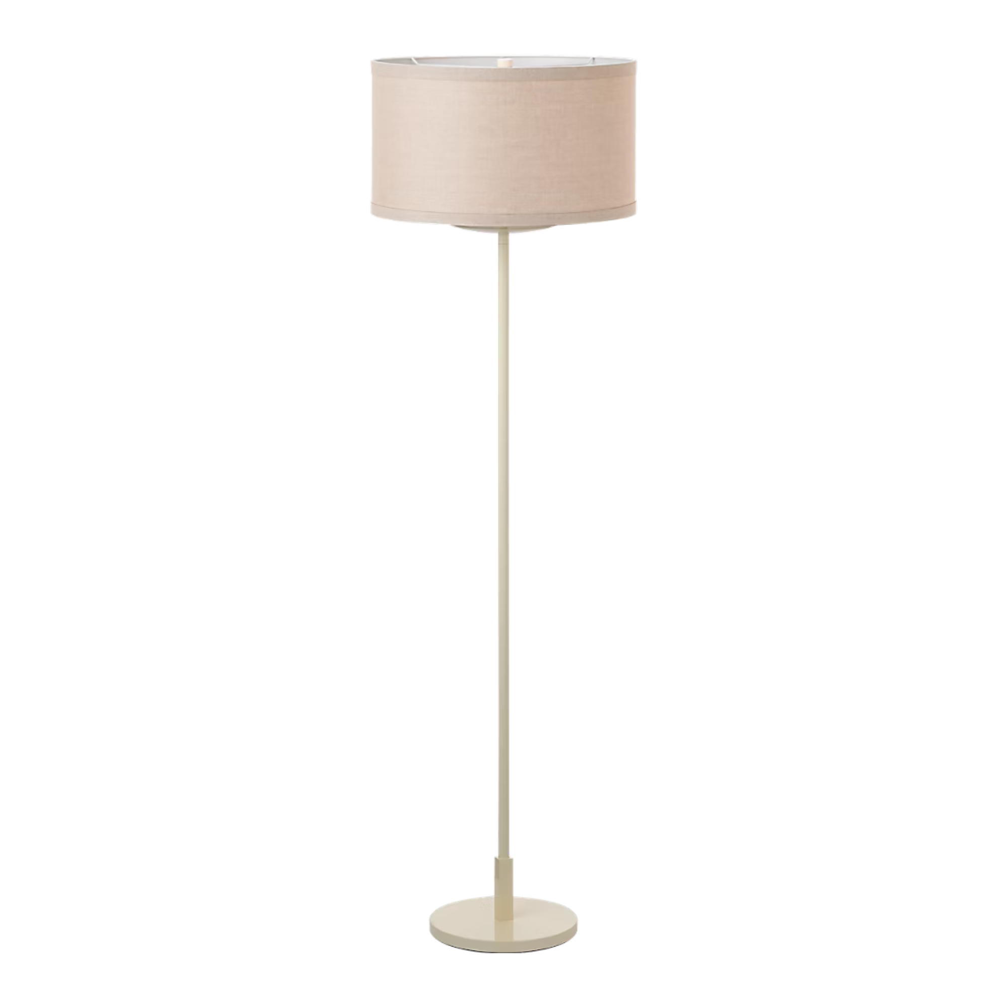 The light cream and natural linen shade Walker Cordless Floor Lamp from Visual Comfort Signature at an angle.