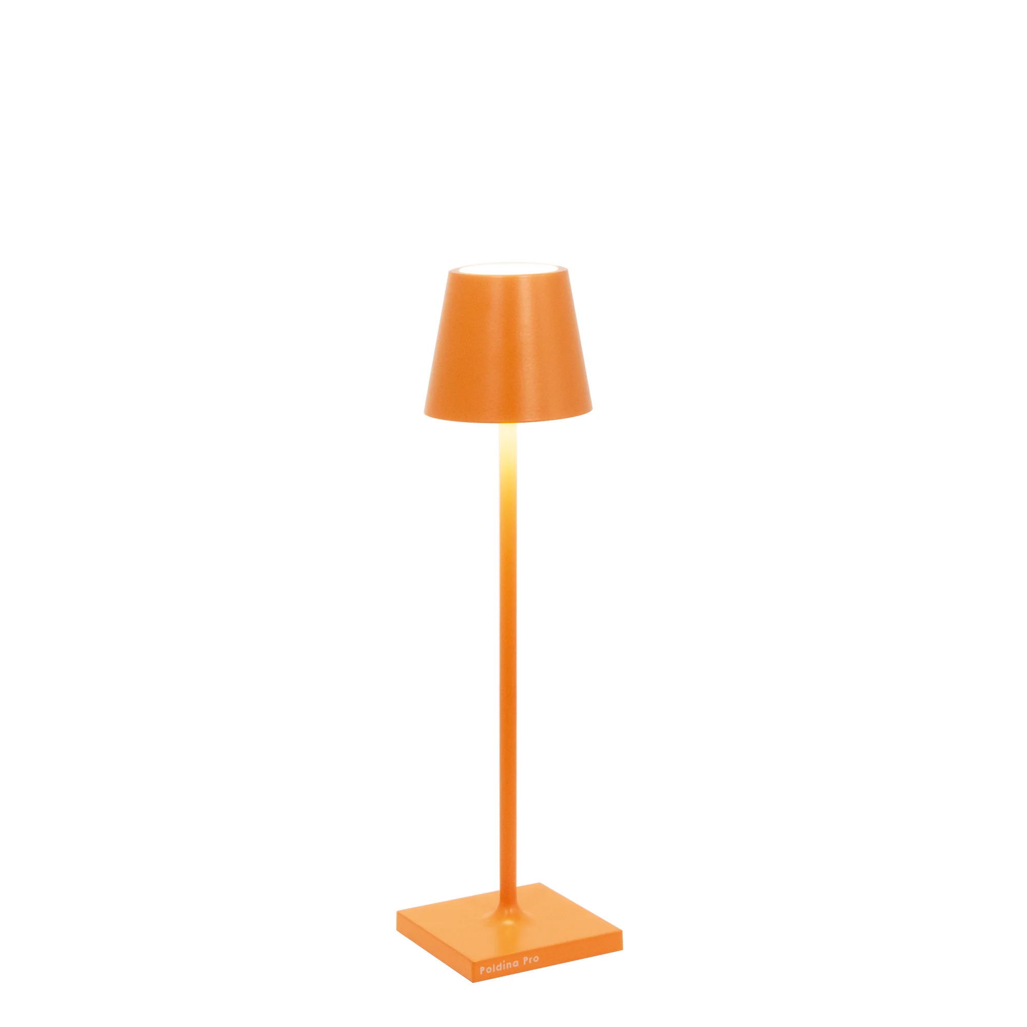 The orange Poldina Pro Micro Cordless Lamp from Zafferano.