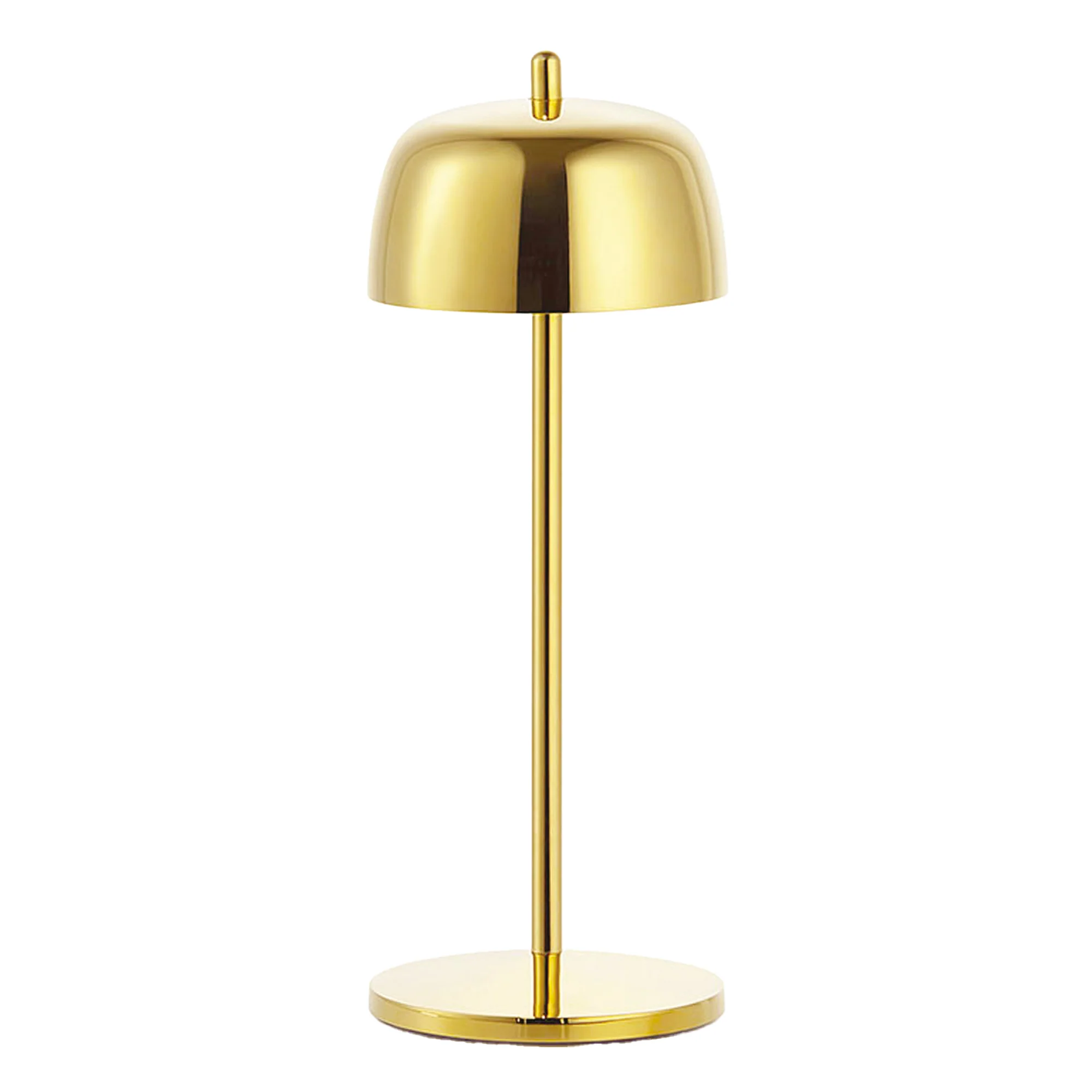 The polished gold Theta Pro Cordless Lamp from Zafferano.
