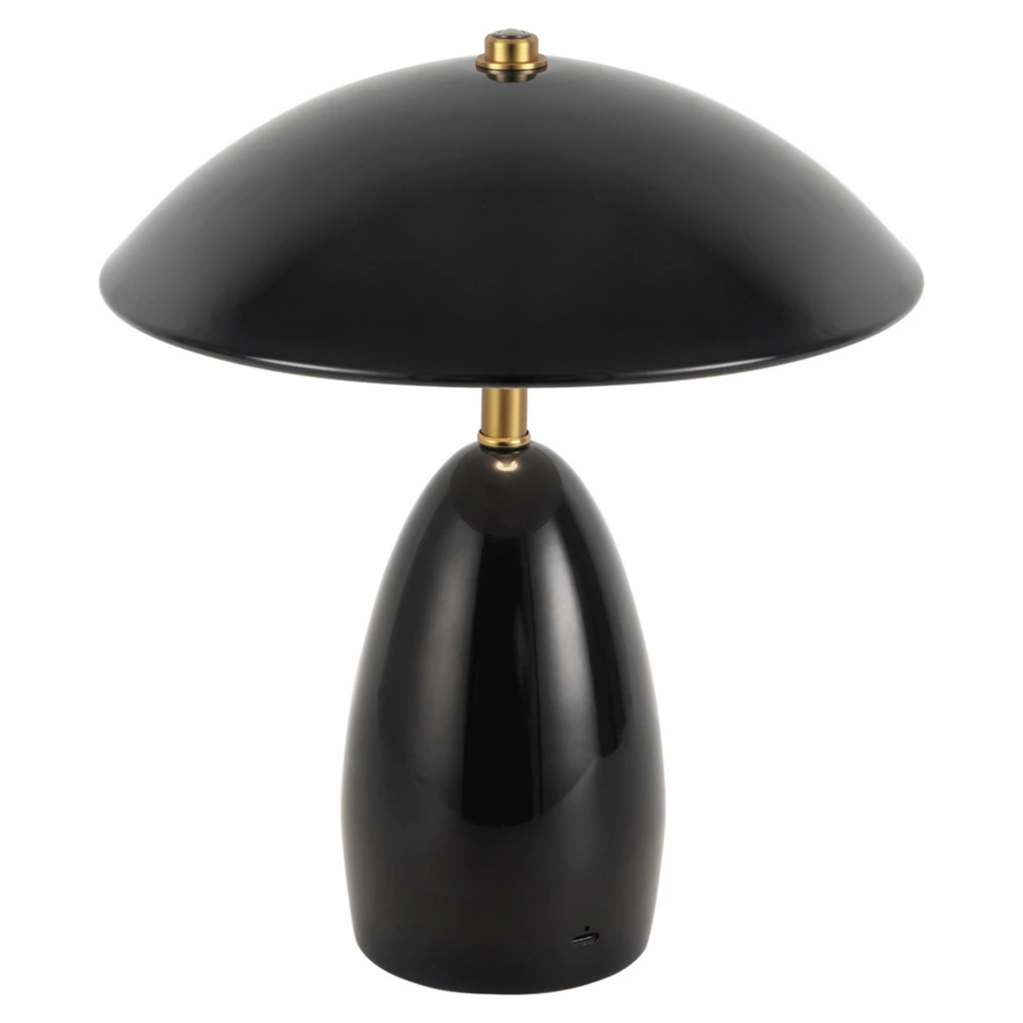 The black Poppy Cordless Lamp from Alora Mood at an angle.