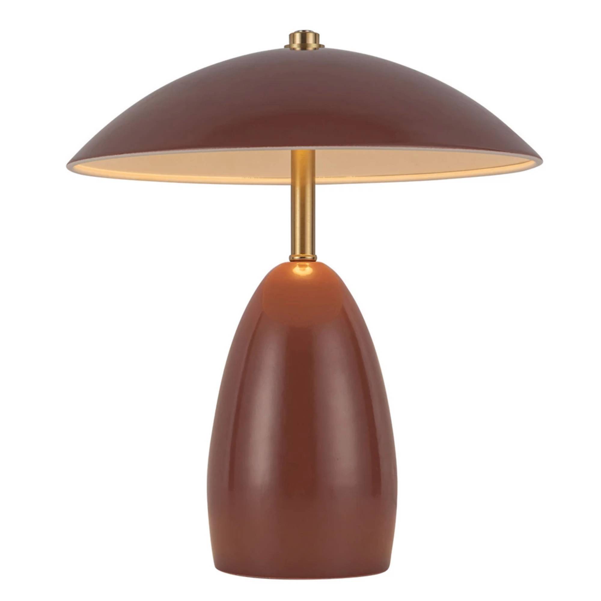 The front of the burgundy Poppy Cordless Lamp from Alora Mood.