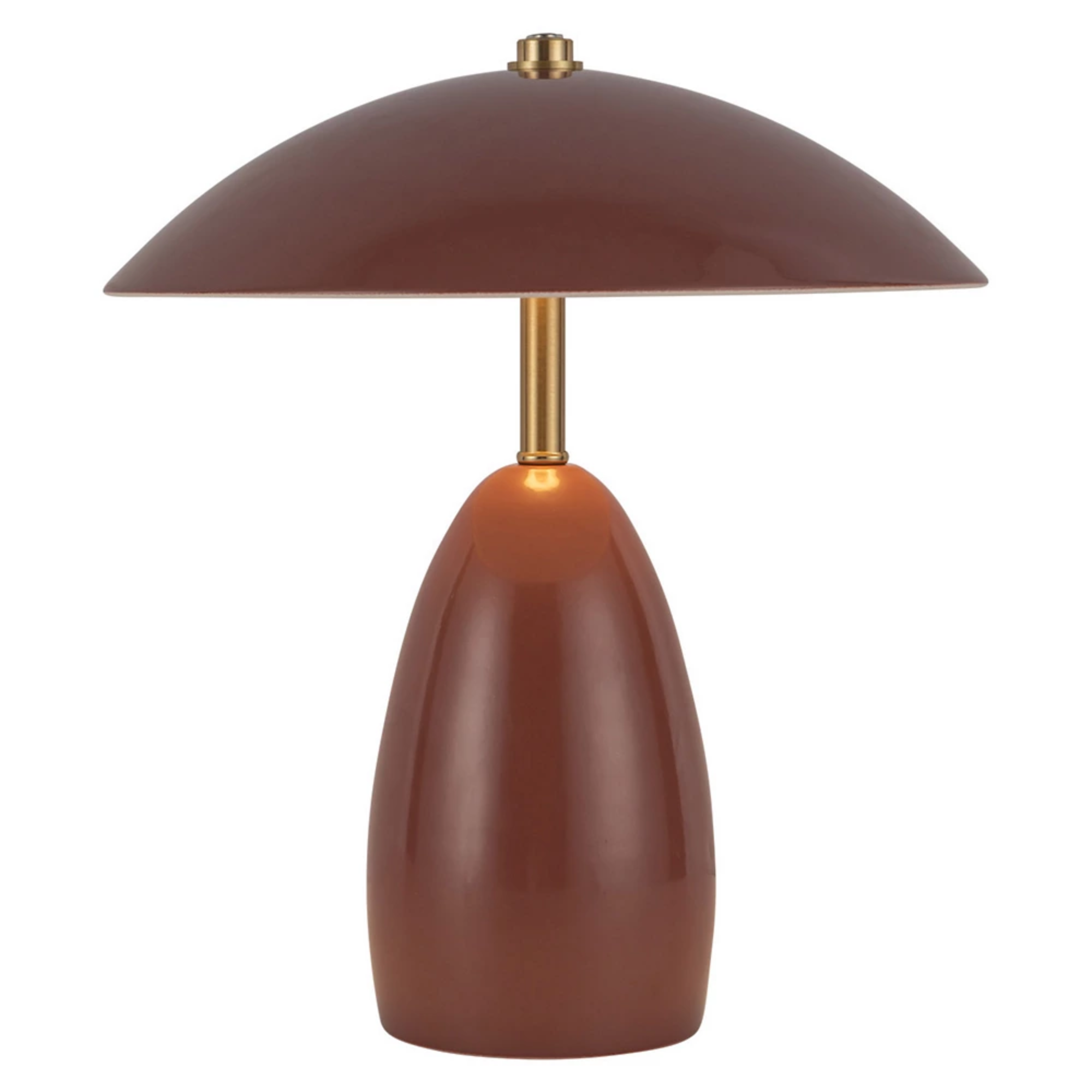 The burgundy Poppy Cordless Lamp from Alora Mood.
