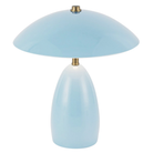 The cerulean Poppy Cordless Lamp from Alora Mood at an angle.