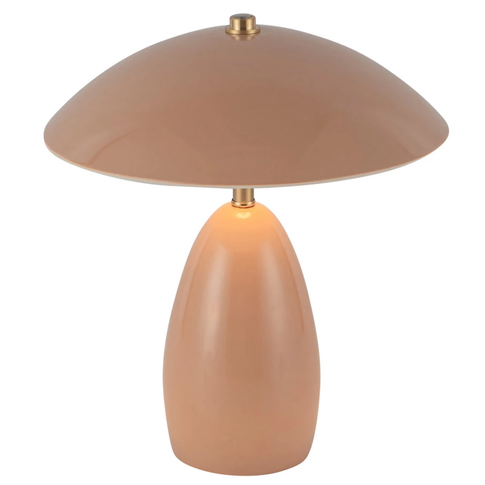The peach Poppy Cordless Lamp from Alora Mood at an angle.