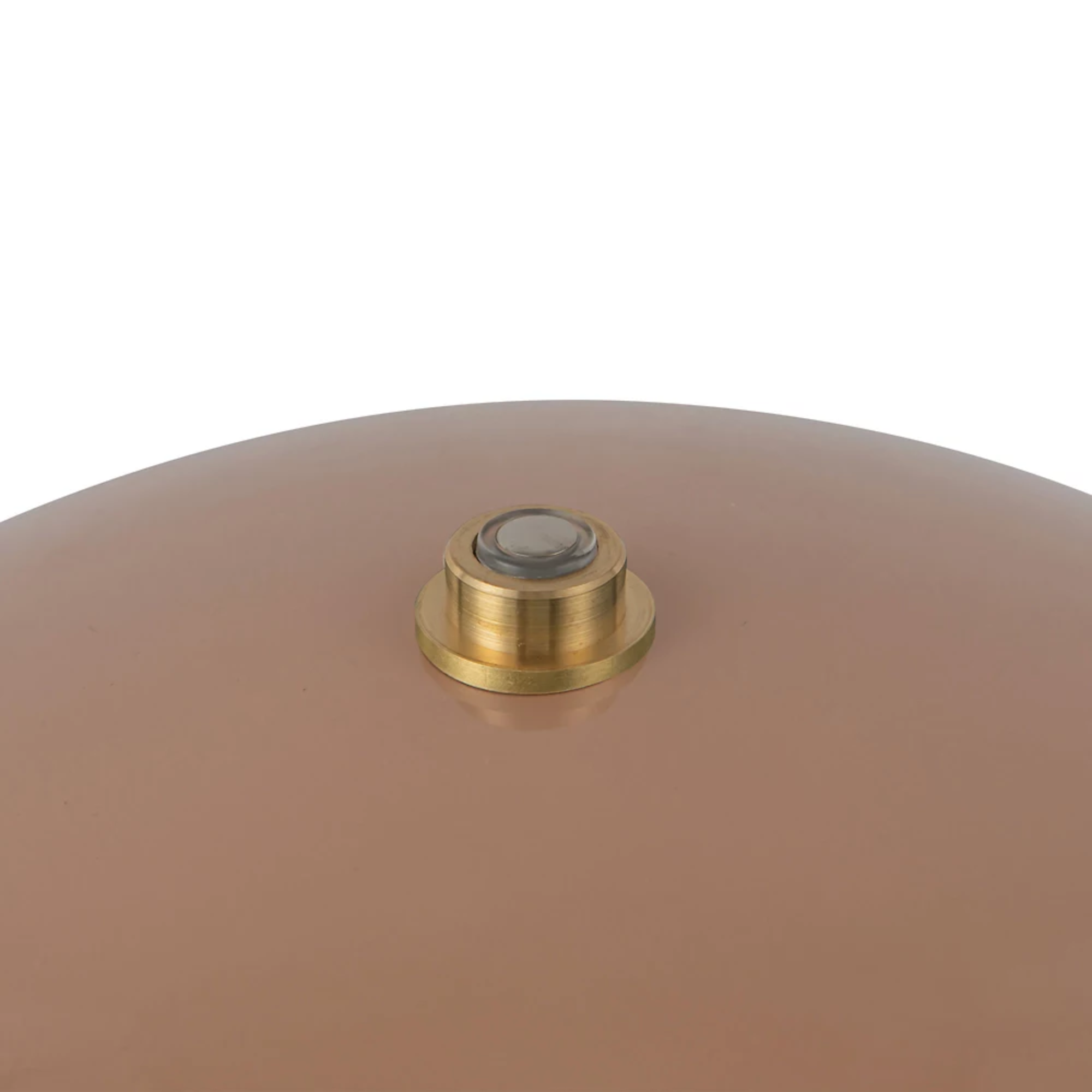 The peach Poppy Cordless Lamp from Alora Mood on and off switch.