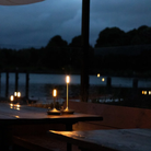 The Wick Pro Cordless Lamp from Graypants in a restaurant. 