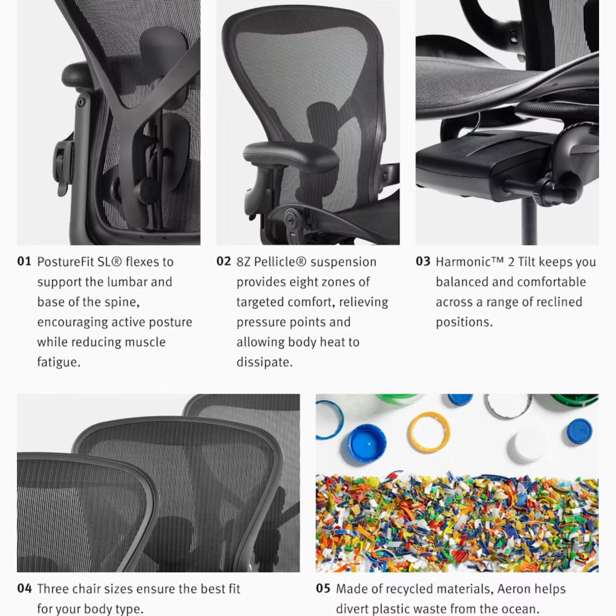 Five key features of the ergonomic Aeron Office Chair from Herman Miller.