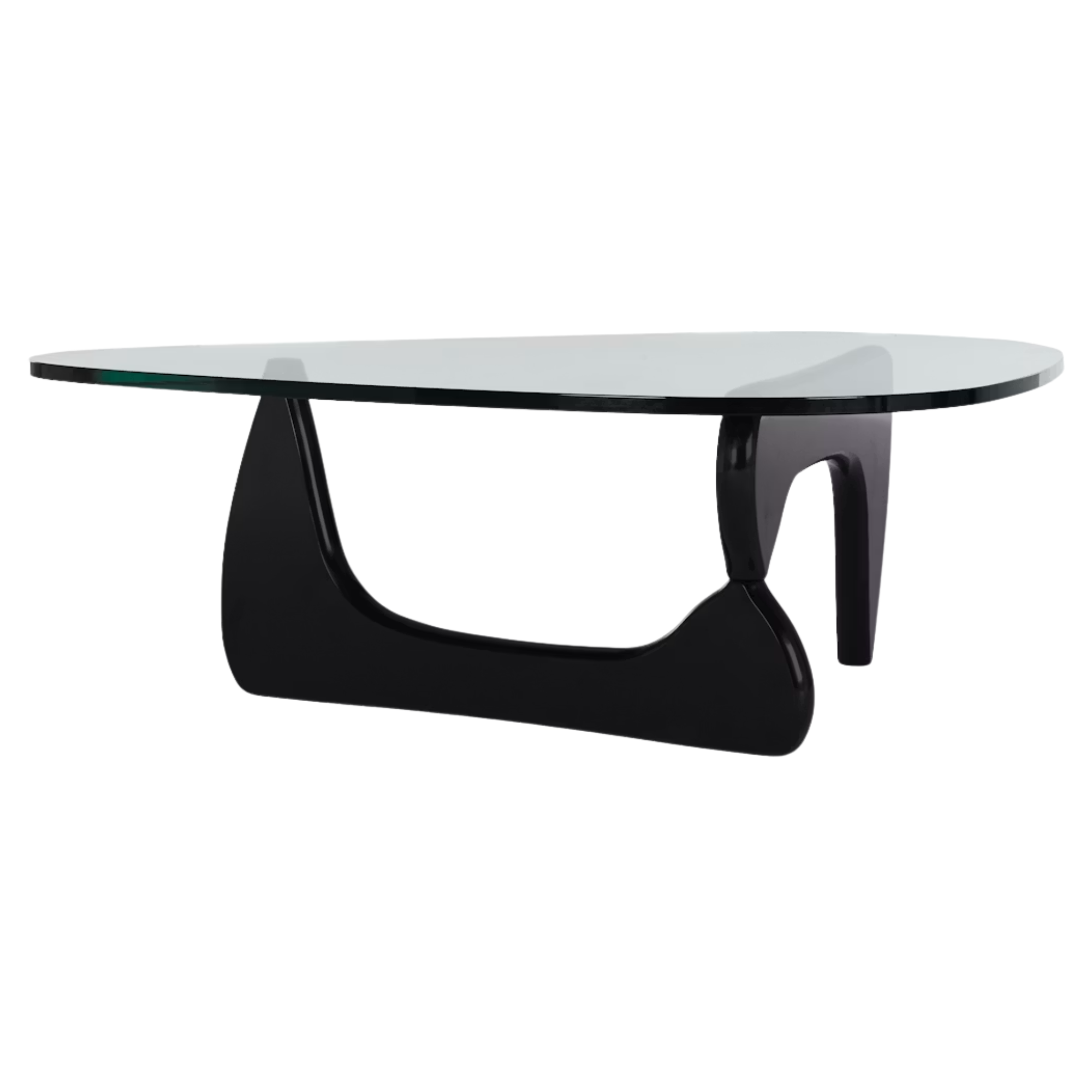 The black Noguchi Table from Herman Miller shown at an angle.