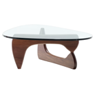 The walnut Noguchi Table from Herman Miller shown at an angle.