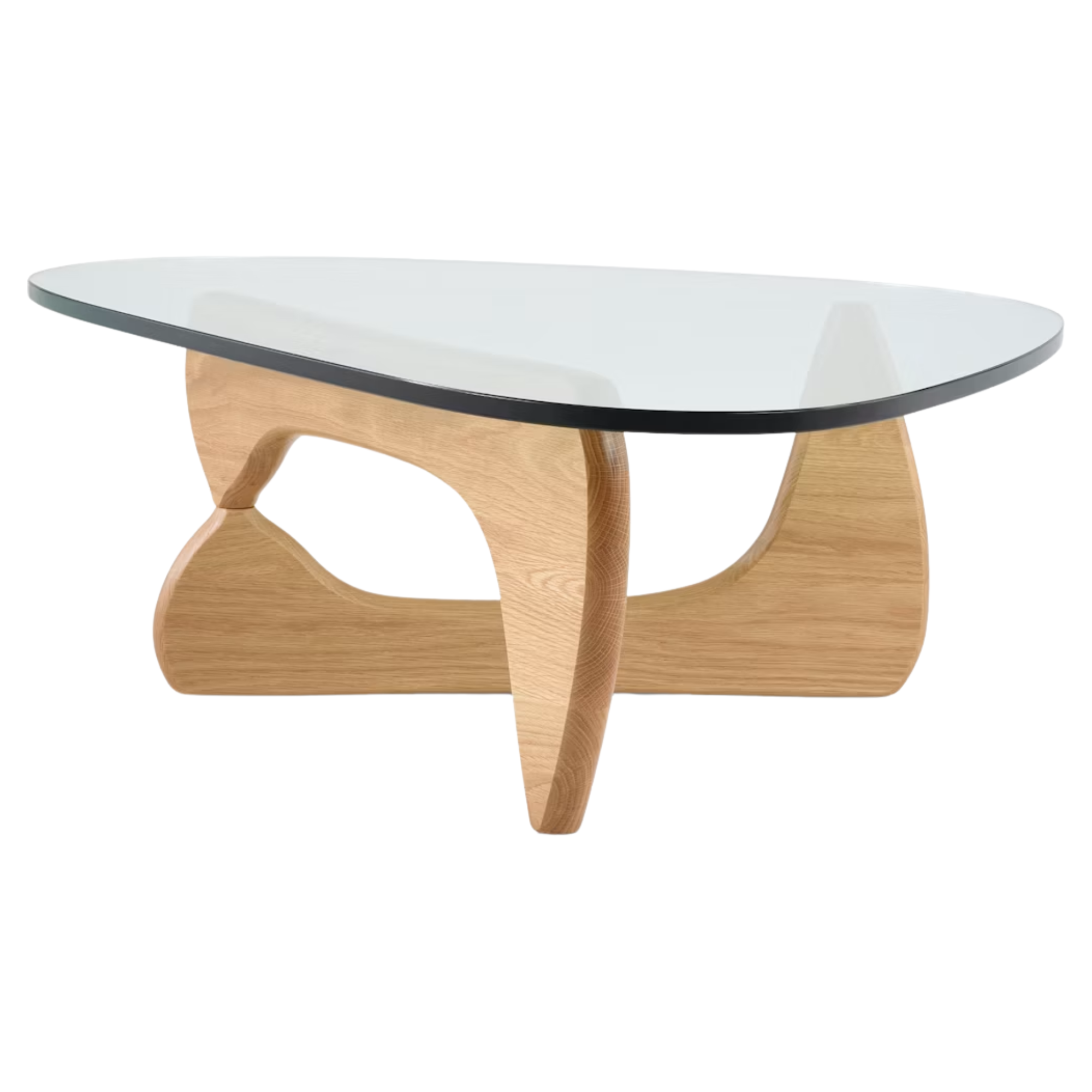The white oak Noguchi Table from Herman Miller at an angle.