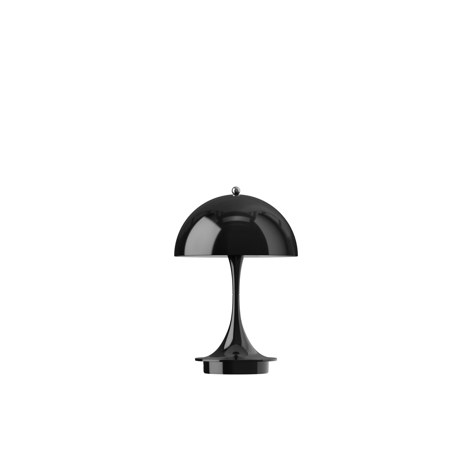 The black Panthella 160 Portable Lamp from Louis Poulsen turned off.