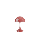 The coral Panthella 160 Portable Lamp from Louis Poulsen turned off.