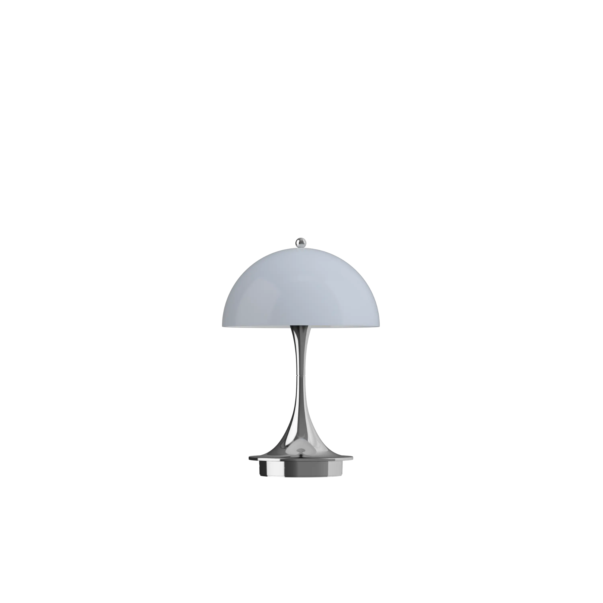 The grey opal Panthella 160 Portable Lamp from Louis Poulsen turned off.