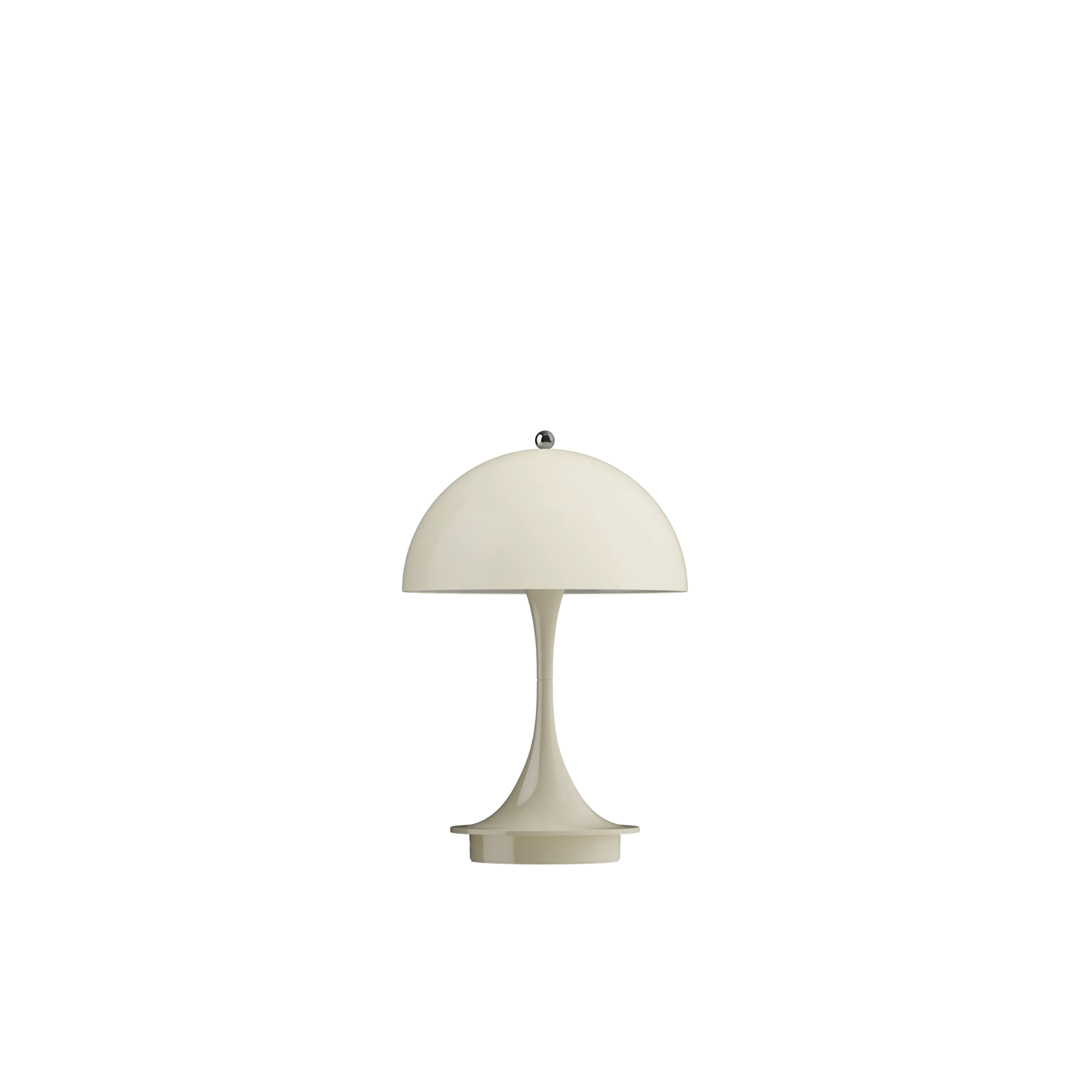 The opal beige Panthella 160 Portable Lamp from Louis Poulsen turned off.