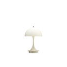 The opal beige Panthella 160 Portable Lamp from Louis Poulsen turned on.
