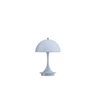 The pale blue opal Panthella 160 Portable Lamp from Louis Poulsen turned off.
