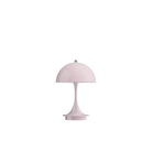 The pale rose opal Panthella 160 Portable Lamp from Louis Poulsen turned off.