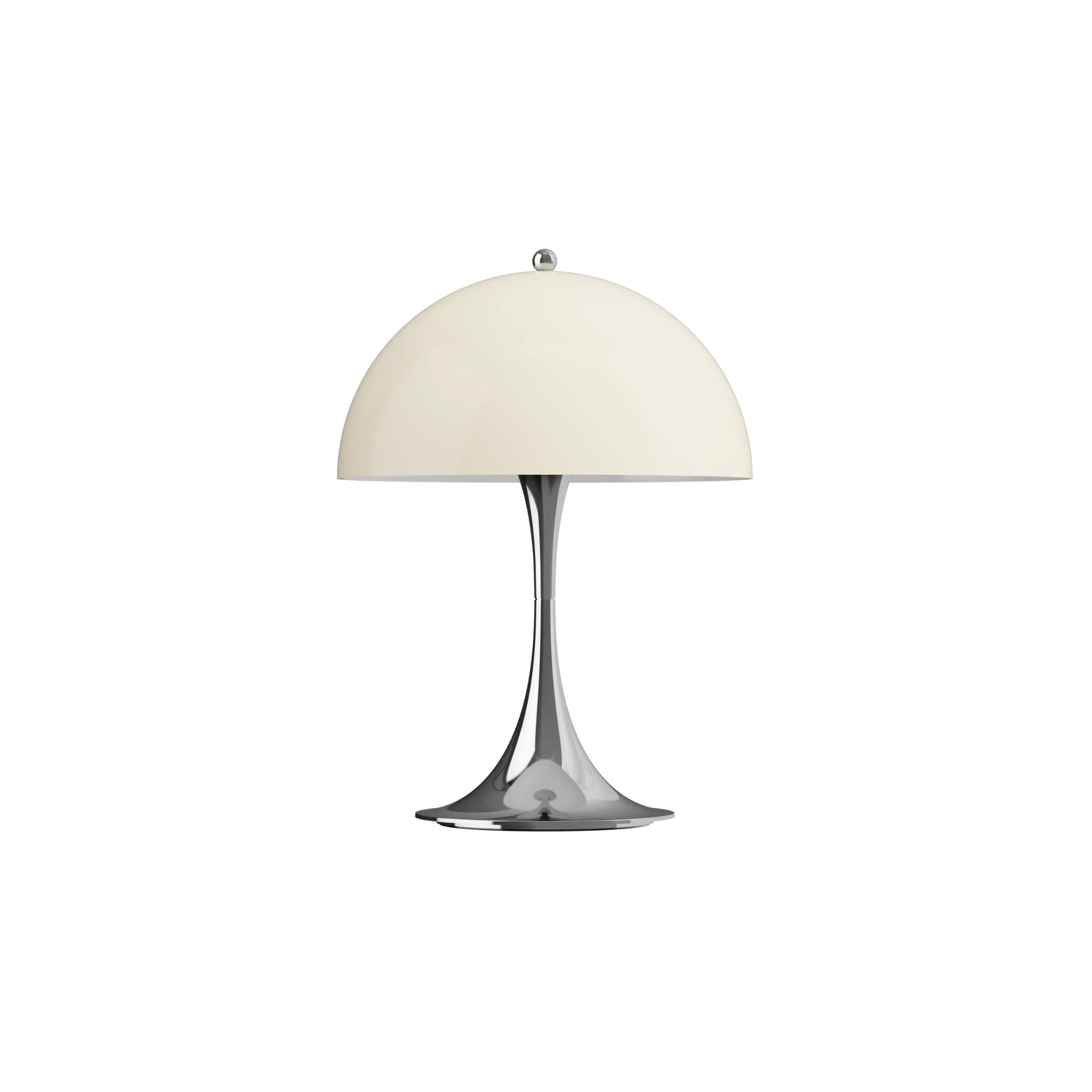The chrome beige Panthella 250 Portable Lamp from Louis Poulsen turned off.