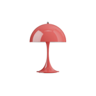 The coral Panthella 250 Portable Lamp from Louis Poulsen turned off.