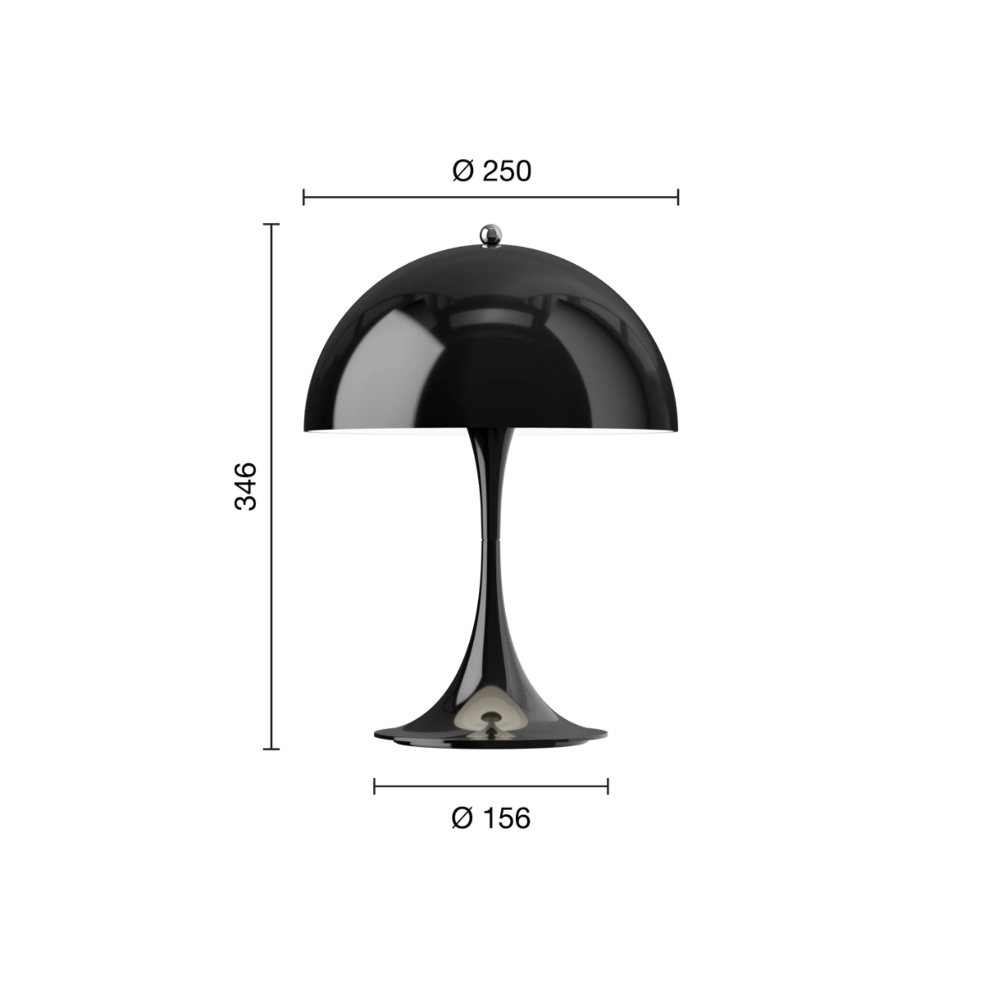 The Panthella 250 Portable Lamp from Louis Poulsen dimensions. all-groups