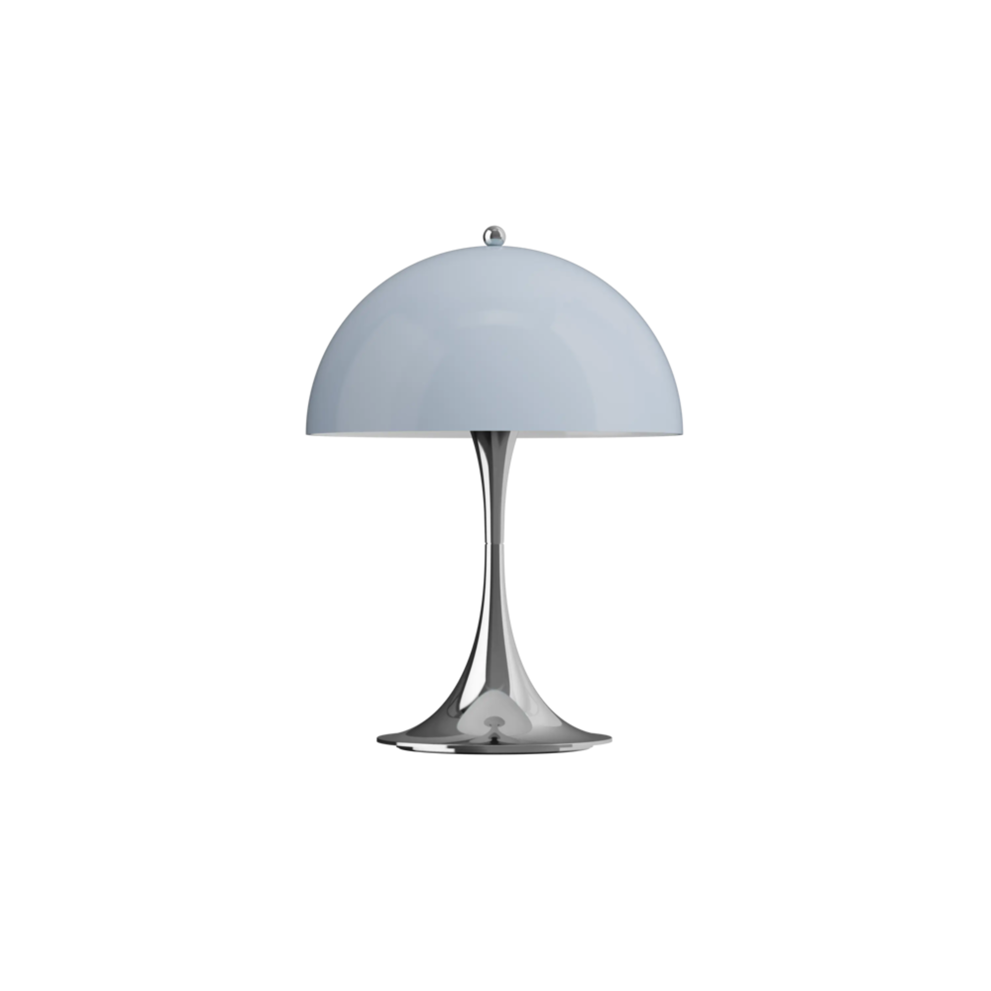 The grey opal Panthella 250 Portable Lamp from Louis Poulsen turned off.