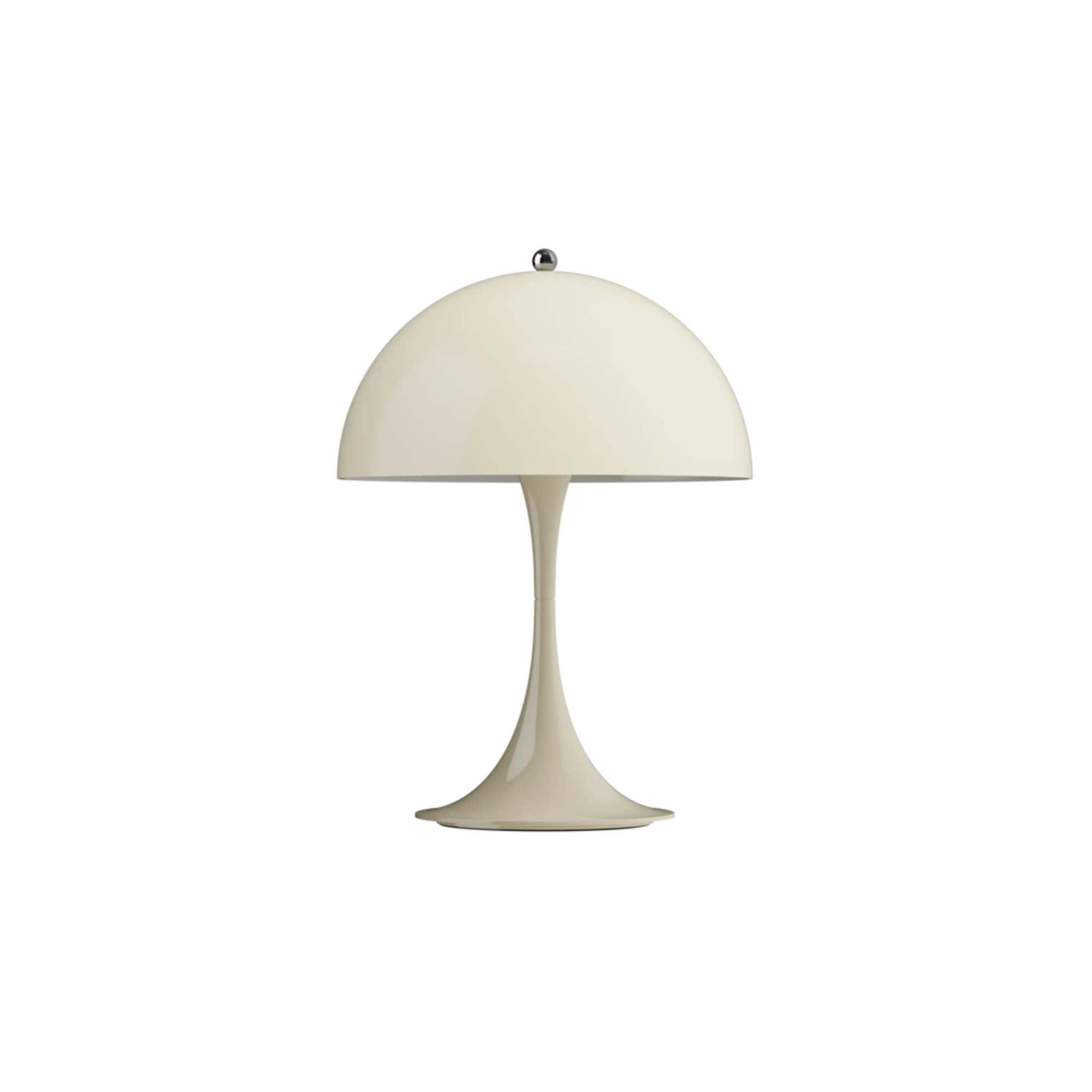 The opal beige Panthella 250 Portable Lamp from Louis Poulsen turned off.