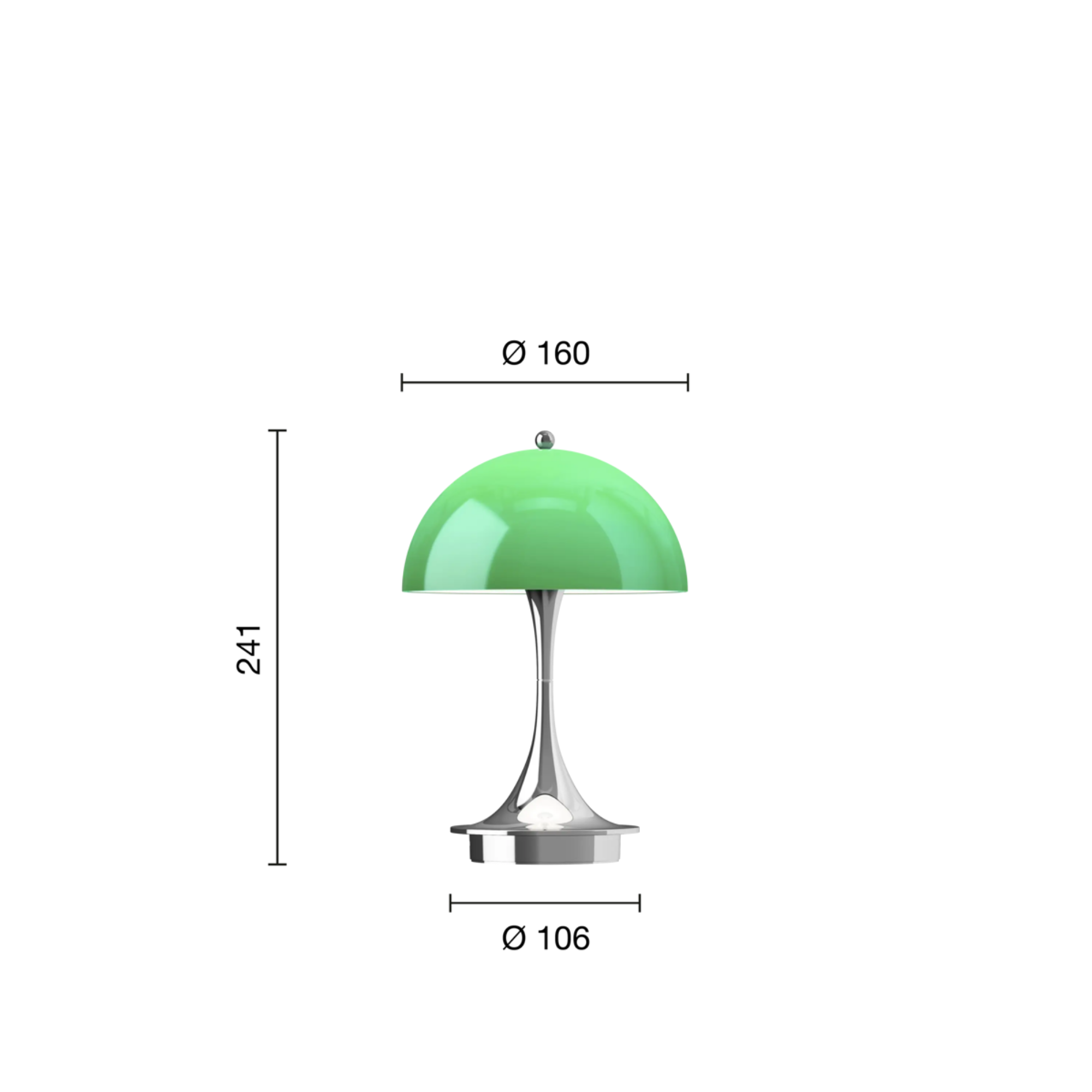 The 9.5 inch Panthella Portable Lamp: The Originals from Louis Poulsen dimensions. all-groups