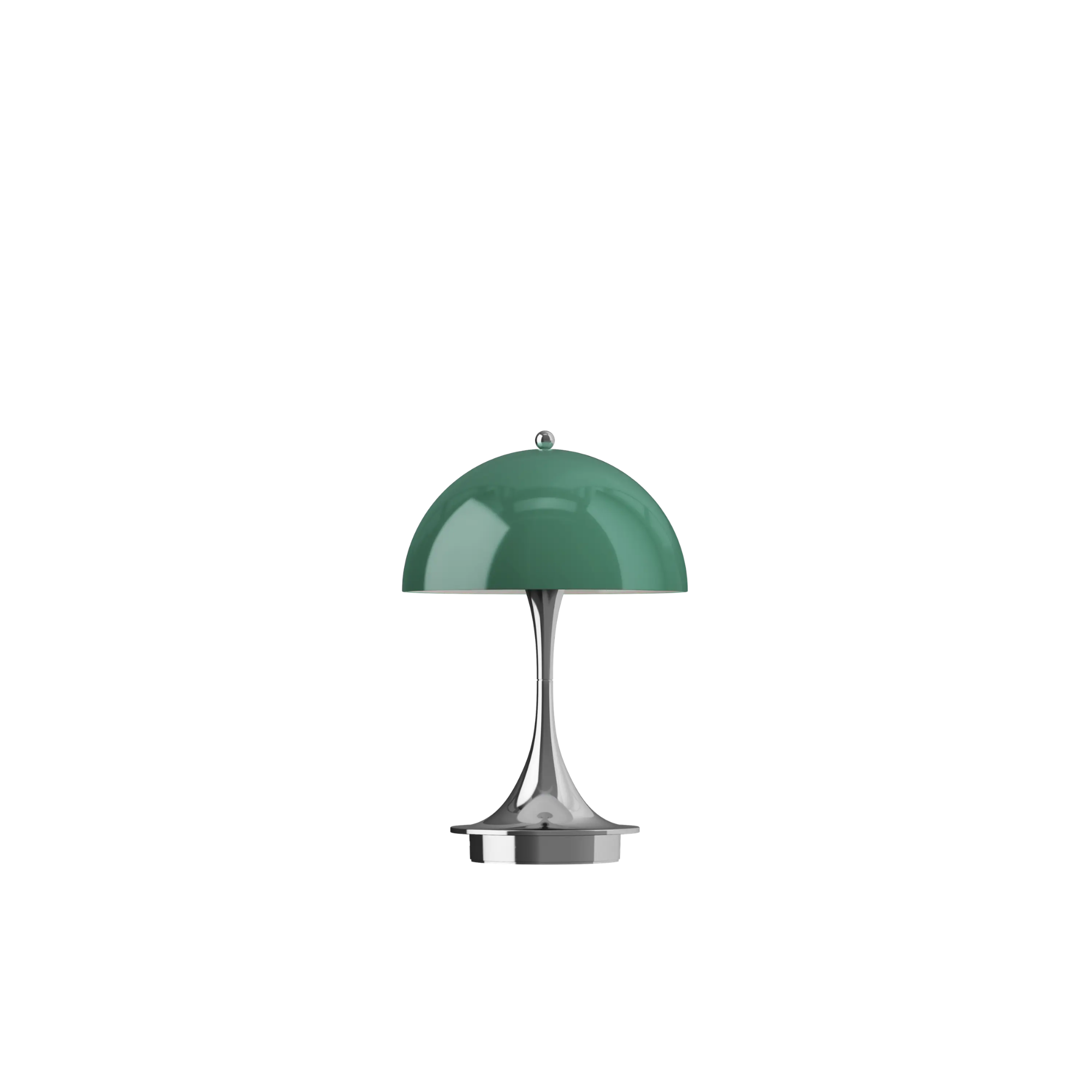 The 9.5 inch green Panthella Portable Lamp: The Originals from Louis Poulsen turned off.