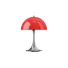 The 13.2 inch red Panthella Portable Lamp: The Originals from Louis Poulsen turned off.