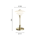 The brass PH 1/1 Portable Lamp from Louis Poulsen dimensions.