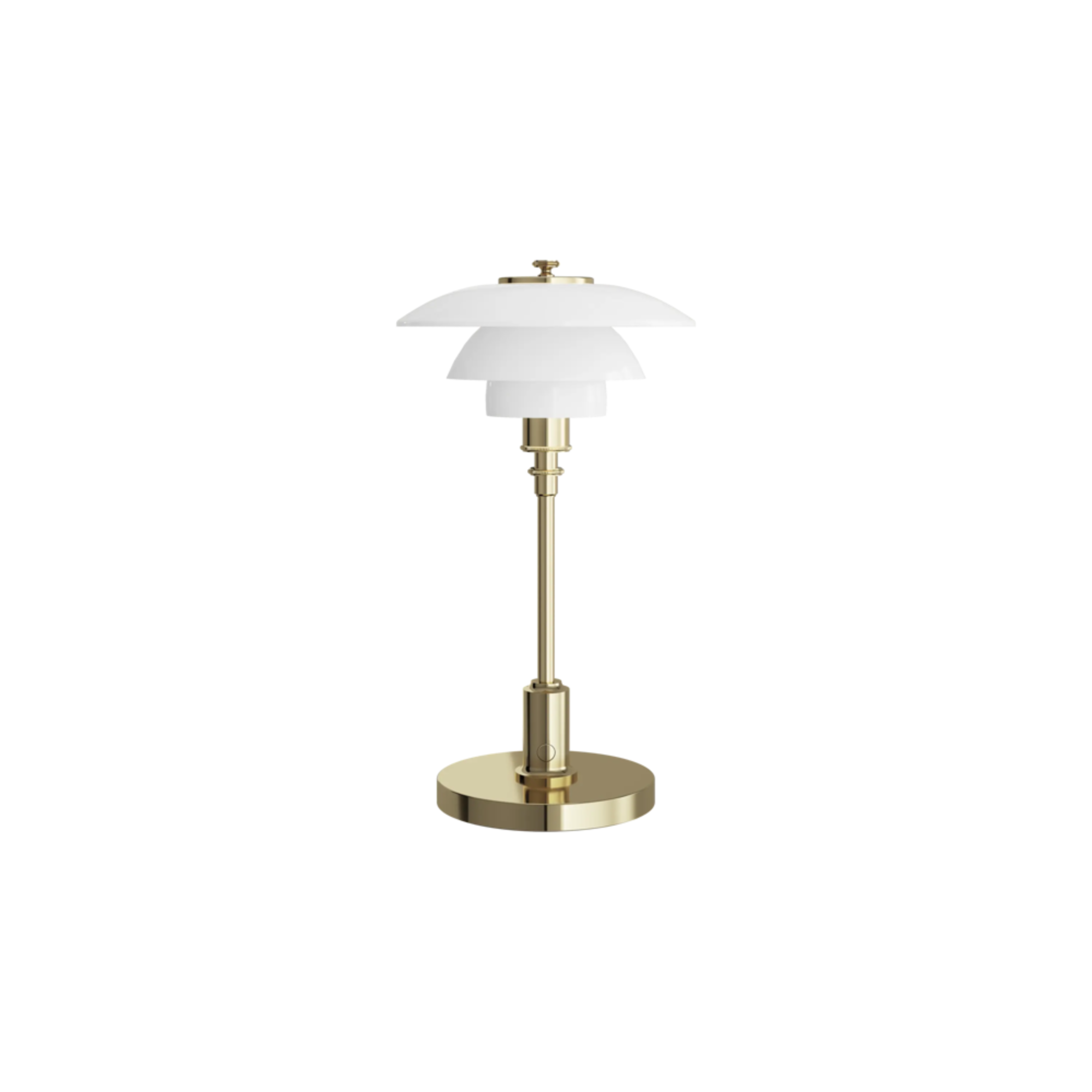 The brass PH 1/1 Portable Lamp from Louis Poulsen turned off.