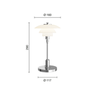 The chrome PH 1/1 Portable Lamp from Louis Poulsen dimensions.