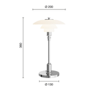 The chrome PH 2/1 Portable Lamp from Louis Poulsen dimensions.