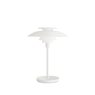 The opal white and white plate PH 80 Portable Lamp from Louis Poulsen turned off.