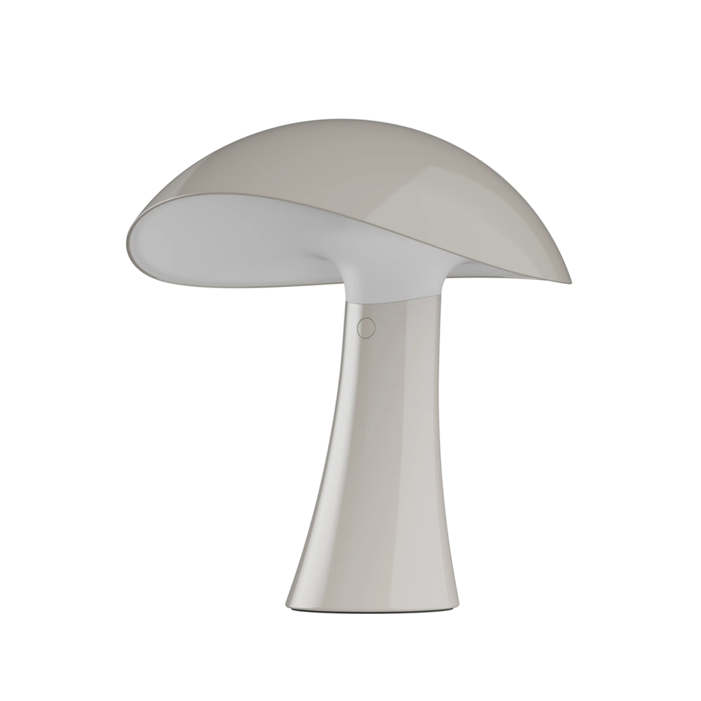 The earth gray Rumee 220 Portable Lamp from Louis Poulsen turned off.