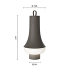 The dark brown Tomoshi Portable Lamp from Louis Poulsen dimensions.
