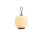 The pale yellow VL45 Radiohus Table Lamp from Louis Poulsen turned on.